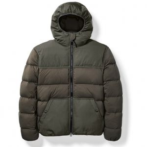 OEM personalizado de los hombres de la calle de estilo bombardero Puffer chaqueta de invierno de cuello alto frente logotipo personalizado XL tela de lona luz con capucha - Product Image 6