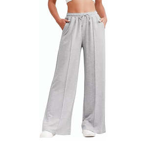 Ropa informal de ajuste regular de cintura media para mujer de alta calidad, ropa de calle de Color sólido, cintura elástica transpirable a prueba de viento - Product Image 2