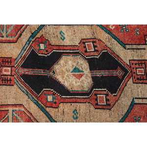 3.3x11.5 ft Rug, Vintage Turkish Rug, <b>Red</b> Patchwork <b>Wool</b> Rug - Product Image 5