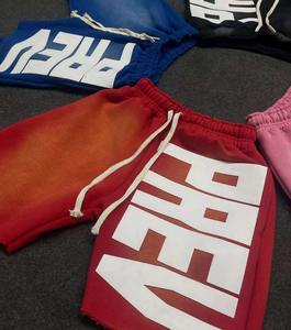 Short streetwear en coton éponge délavé à l'acide vintage pour homme, coton délavé au soleil, broderie personnalisée, longueur au genou - Product Image 3