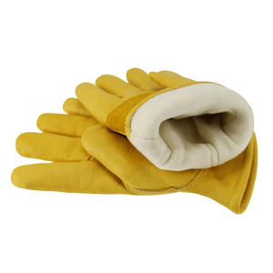 Gants isolés Gants de travail en cuir d'hiver Hommes Isolés par temps froid avec doublure polaire Gant de travail thermique chaud pour congélateur - Product Image 1