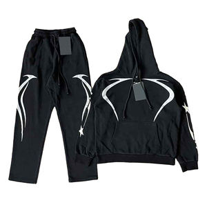 Elevated High Street French Terry Acid Wash Hoodie associé à un pantalon de survêtement évasé Jogger Set Puff Printing Logo and Custom Tags - Product Image 5