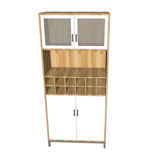 Modern Design Dining Room Cabinet with Integrated Wine Cabinet Natural Wood and Iron <b>Legs</b> TPA011 Home Furniture MDF Style - Product Image 2