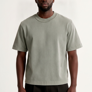 Camiseta Unisex de Cuello Redondo y Manga Corta, 250GSM, Transpirable, Ecológica, con Patrón 3D Vintage, de Algodón Jersey, Diseño Casual Liso, Tejida - Product Image 4