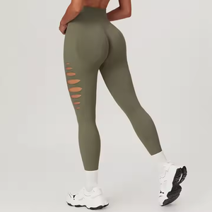 Nueva llegada de las mujeres personalizadas Leggings de Yoga de alta calidad Spandex/Nylon con cintura media Cierre elástico Patrón sólido Estilo de tendencia - Product Image 6