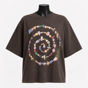 Camiseta Personalizada Extra Grande con Estampado Gráfico en Color Marrón Oscuro para Mujer, Camiseta Informal de Algodón para Usar en la Calle, Corte Holgado, OEM ODM - Product Image 1