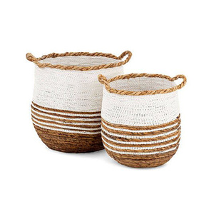 Eco-Friendly Decorative Seagrass <b>Basket</b> Perfect for Organizing Fruits, Bread, and Household Items - Product Image 3