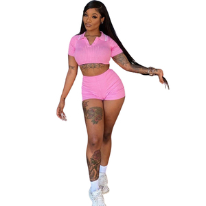 เสื้อผ้าแฟชั่น2ชิ้นสำหรับฤดูร้อนชุดสั้นคอกลมลายพิมพ์ลายตามสั่งใหม่2024 - Product Image 2