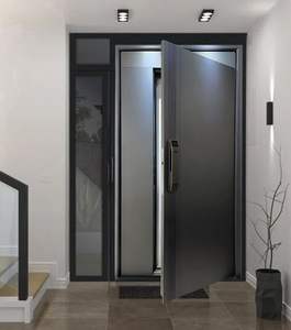 <span class=keywords><strong>Entrada</strong></span> frontal de aluminio de acero y metal oscilante personalizado chino de lujo con ventanas de vidrio Puerta exterior grande de una sola hoja doble - Product Image 2