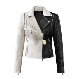 Women's Twister Biker White Black Genuine Leather Racing Motorbike Jacket CE Armoured Protections Windproof Custom Designed for - Product Image 1