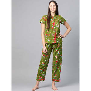 Ropa de dormir cómoda con estampado Floral para mujer, cierre de botón de cintura elástica, verde, XS 3XL, suministro ODM para la vida en el hogar y la dama de honor - Product Image 5