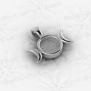 Colgante de Plata de Ley 925 con Engaste de Media Luna Redonda de 8 mm para Guardar Cenizas, Resina o Leche Materna, con Cadena de 18 Pulgadas - Product Image 5