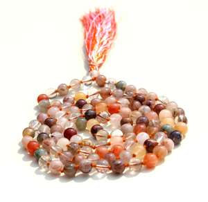 Vente chaude de haute qualité Quartz rutilé naturel 108 Yoga Mala perles fabriqués à la main chapelet collier spirituel unisexe cadeaux fêtes - Product Image 1