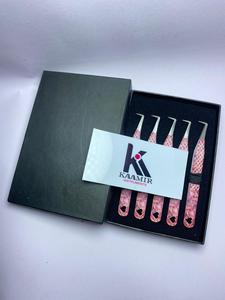 ชุดปากคีบต่อขนตาปลายเรียบกันแม่เหล็กปลายไฟเบอร์บูตสแตนเลสด้ามจับเพชรออกแบบโลโก้ได้ตามต้องการ - Product Image 5