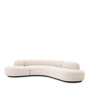 Canapé convertible sectionnel contemporain Bjrn L en cuir véritable, 3 places, couleur crème, lavable, pour salon - Product Image 1