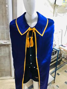 Capa de ceremonia de graduación azul real con ribete dorado y borlas HSE - Product Image 3