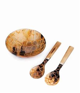 BONE HANDLE WEB TEXTURA Cuenco decorativo de cuerno de búfalo hecho a mano de cuerno de búfalo real natural Producto sostenible ARTESANÍA - Product Image 1