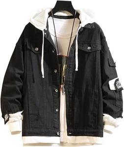 Casual Sport Hip Hop Hoodie Love Printed Denim Jacket Jeans Turn-Down Collar Cierre de cremallera Chaqueta teñida de invierno Descuento de venta - Product Image 1