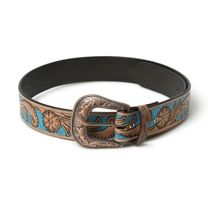 Handmade Cowboy Belt for <b>Men</b> Western Style Embossed Genuine Leather with Removable Tooled for Buckle - Product Image 2