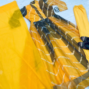 Belle robe à imprimé Laheriya avec Dupatta et Pent par le grossiste Fabzone - Product Image 1