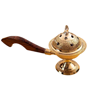 Quemador de Incienso de Latón Puro de Alta Calidad con Grabado y Acabado Pulido, Quemador de Lobán Tradicional de Latón Vintage para Decoración del Hogar - Product Image 3