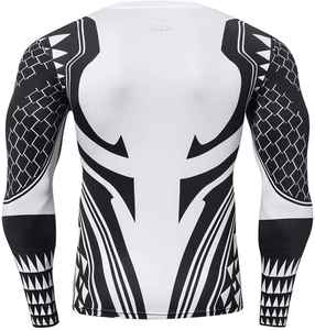 T-shirt de compression unisexe à manches courtes, dernier design, imprimé tribal noir et blanc, protection UPF50+, séchage rapide, écologique - Product Image 4