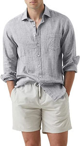 Men's Slim Fit Long Sleeve Linen <b>Dress</b> <b>Shirt</b> with Turn-Down Collar Breathable & Anti-Wrinkle Summer Clothing - Product Image 2