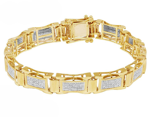 Royal Heavy Link Bracelet 10K Yellow <b>Gold</b> Lab Grown Diamond Classic Hip Hop Jewelry Gift for <b>Men</b> - Product Image 1