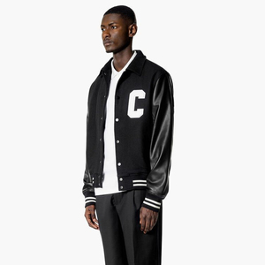 Chaqueta universitaria de cuero de lana de alta calidad, parches de chenilla bordados, chaqueta Letterman, chaqueta de béisbol universitaria personalizada para hombres - Product Image 4