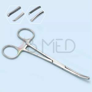 Fórceps de arteria hemostática Kocher de alta calidad, mordazas dentadas curvas de 5,5 pulgadas, 1x2 dientes, instrumentos quirúrgicos de acero inoxidable CE - Product Image 2