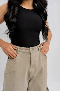 Pantalons en jean haute performance, respirants, décontractés, pour femmes, coupe ample, pantalons cargo, 2025, service OEM, prix bas, OEM - Product Image 5