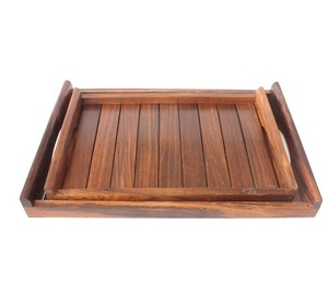 Plateau rectangulaire en palissandre Design élégant en bois de chêne d'acacia pour table basse Présentation de dessert Cadeau de pendaison de crémaillère parfait - Product Image 3