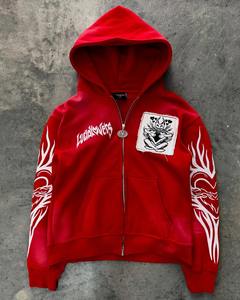 Ensemble unisexe tricoté hiver 2026 style streetwear, sweat à capuche zippé oversize à manches longues, motif streetwear, en molleton de coton - Product Image 1