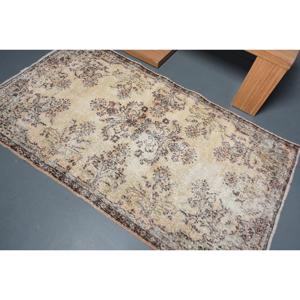 Vintage Area Rug 3.9x6.7 ft (119x205 cm), <b>Brown</b> Camouflage Turkish Rug - Product Image 4