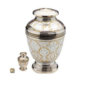 Urna Funeraria de Latón Esmaltado Azul al por Mayor, Urna Conmemorativa para Cenizas Humanas, Diseño de Latón Grabado, Urna Decorativa de Metal - Product Image 6