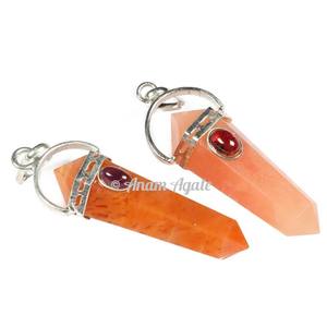 Pendentifs double point de jaspe rouge sculpté fournisseur en ligne de technique de pierres précieuses de style Feng Shui - Product Image 3