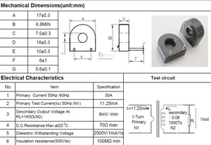 Độ chính xác cao hiện tại biến áp hình xuyến loại 333mv đầu ra cho đồng hồ thông minh Điện chính điện nhựa bao vây Đồng - Product Image 5