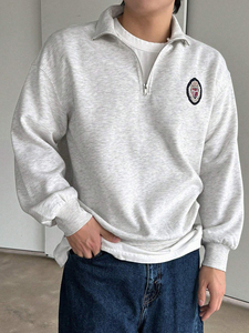 Sudadera con media cremallera para mujer, sudadera con cremallera sólida para otoño e invierno, Tops de punto con cuello levantado y logotipos personalizados - Product Image 3