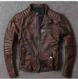Veste d'hiver en toile marron pour homme, respirante, écologique, style streetwear, effet vieilli, café racer pour homme - Product Image 1