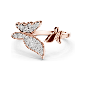 Bague papillon en diamant cultivé en laboratoire de 0,216 CT pour femmes, or 18 carats, 14 carats, 10 carats et argent 925, or rose, or jaune, or blanc - Product Image 3