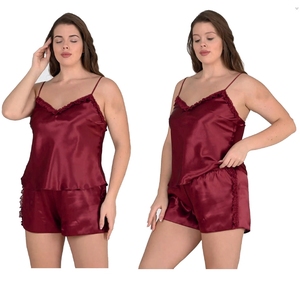 Conjunto de Lencería de Algodón Borgoña de Talla Grande con Diseño de Ángel de Fantasía, con Chal y Caja de Regalo con Ojo Turco |   2XL-4XL - Product Image 6