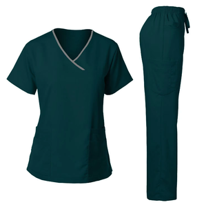 Ensembles de gommage hospitalier confortables avec tissu sergé Durable infirmière travail médical ensemble de gommage à la figue avec manches courtes femmes ensemble de gommage haut - Product Image 6