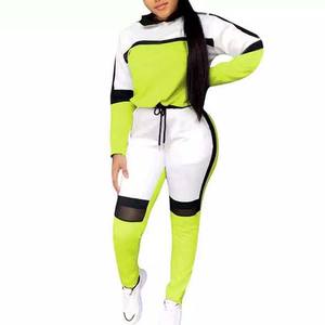 Sweat à capuche et pantalons à blocs de couleurs survêtements meilleur prix survêtements d'automne en tissu de coton survêtements de haute qualité dernier style pour femmes - Product Image 4