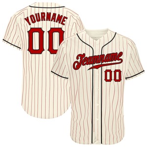 Venta al por mayor de ropa deportiva de la industria Custom Red Pinstripe Red-Black Authentic Baseball Jersey - Product Image 1