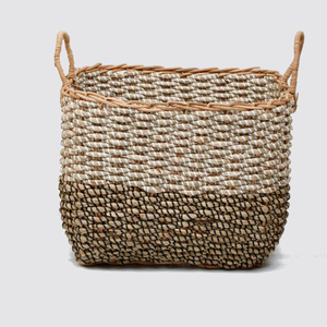 Rustic Handcrafted Woven Natural Seagrass Laundry <b>Basket</b> Natural Vintage Rattan Storage Bin Made in Vietnam - Product Image 2
