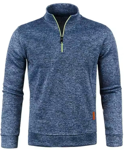 Automne hommes demi fermeture éclair sweats à manches longues couleur unie pull col roulé Streetwear hiver chaud veste Sport manteaux - Product Image 4