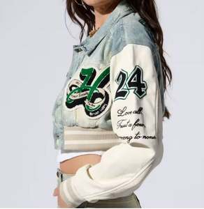 Veste universitaire pour femmes de haute qualité à la mode personnalisée tricotée en nylon brodé de chenille réversible écologique imprimé - Product Image 2