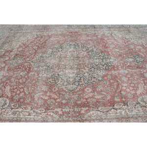 Tapis turc surdimensionné, 8,8x12,6 pieds, tapis vintage, tapis en laine à bordures rouges - Product Image 4