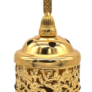 เตาเผาเครื่องหอมทองเหลืองสีทอง งานแฮนด์เมด ดีไซน์หรูหรา พร้อมฝาปิด เหมาะสำหรับเป็นของตกแต่งบนโต๊ะทรงกลม - Product Image 2