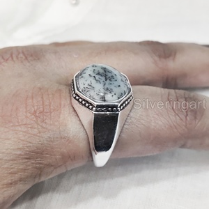 Mayorista Anillo para hombre Piedra preciosa de ópalo dendrítico natural Anillo de piedra natal de Octubre Joyería DE BODA otomana Anillo de plata esterlina 925 - Product Image 4